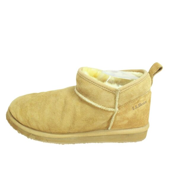 LL Bean Brown Suede Wicked Good Shearling Lined Slipper Ankle Boots Size 9 M - Picture 1 of 9